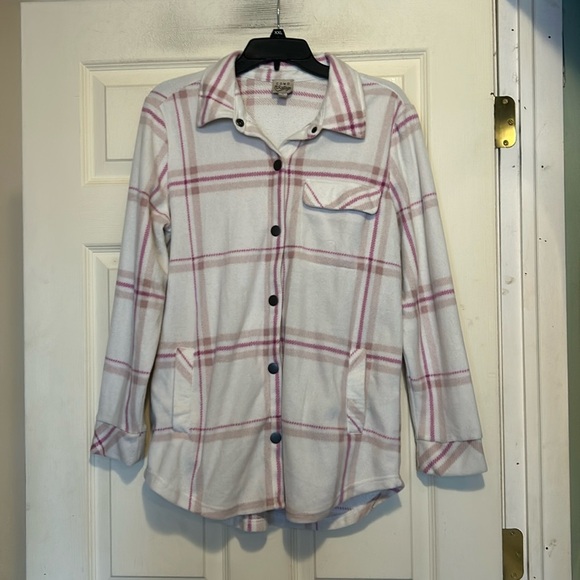 Como Vintage Flannel Jacket Size Small Women's Pink White - Picture 1 of 8